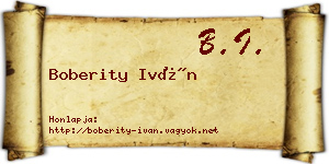 Boberity Iván névjegykártya